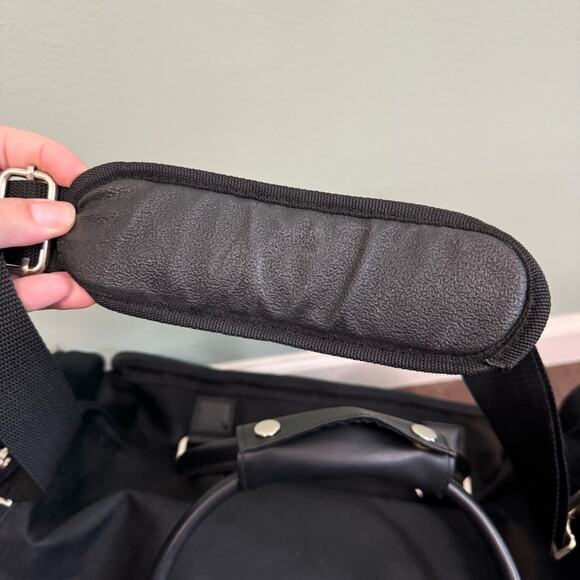 Chrome Azzaro Duffel Duffle Shoulder Hand Bag Travel Leather Gym Weekender Black - Picture 7 of 11